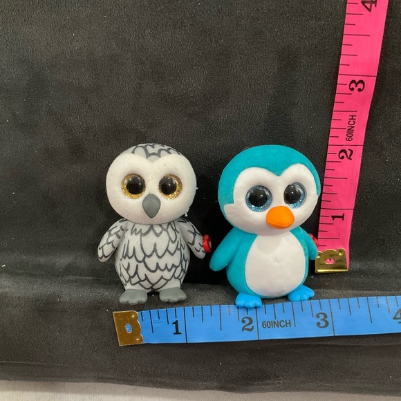 TY BEANIE BOO MINI OWL AND PENGUIN - Picture 5 of 6